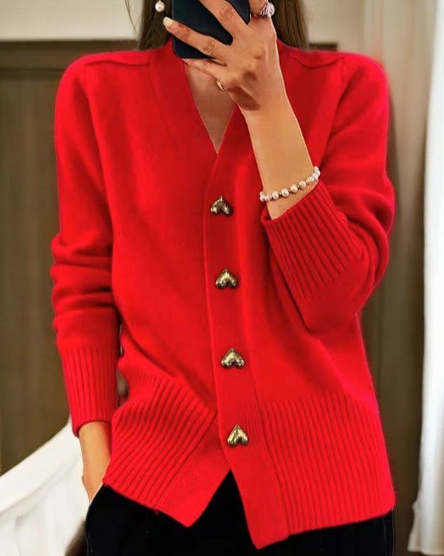 ARMIDA™|HEART BUTTON CARDIGAN